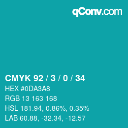 カラーコード: CMYK 92 / 3 / 0 / 34 | qconv.com