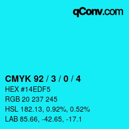 カラーコード: CMYK 92 / 3 / 0 / 4 | qconv.com