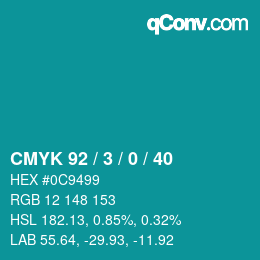 カラーコード: CMYK 92 / 3 / 0 / 40 | qconv.com