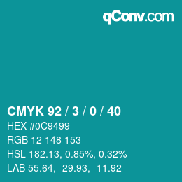 カラーコード: CMYK 92 / 3 / 0 / 40 | qconv.com