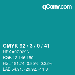 Color code: CMYK 92 / 3 / 0 / 41 | qconv.com