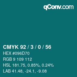 Color code: CMYK 92 / 3 / 0 / 56 | qconv.com