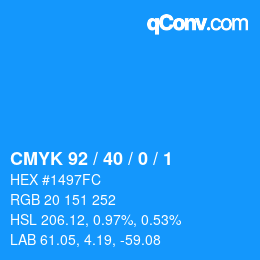 カラーコード: CMYK 92 / 40 / 0 / 1 | qconv.com