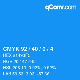 Color code: CMYK 92 / 40 / 0 / 4 | qconv.com