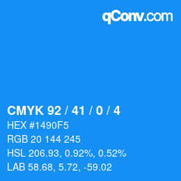 カラーコード: CMYK 92 / 41 / 0 / 4 | qconv.com