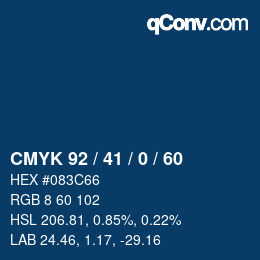 カラーコード: CMYK 92 / 41 / 0 / 60 | qconv.com