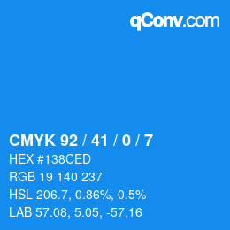 カラーコード: CMYK 92 / 41 / 0 / 7 | qconv.com