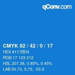 颜色代码: CMYK 92 / 42 / 0 / 17 | qconv.com
