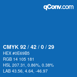 カラーコード: CMYK 92 / 42 / 0 / 29 | qconv.com