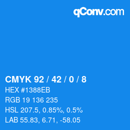 カラーコード: CMYK 92 / 42 / 0 / 8 | qconv.com