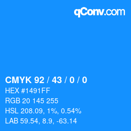 Color code: CMYK 92 / 43 / 0 / 0 | qconv.com