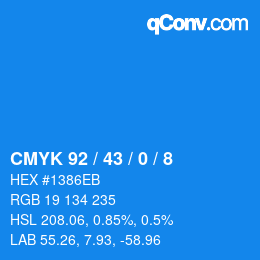 カラーコード: CMYK 92 / 43 / 0 / 8 | qconv.com