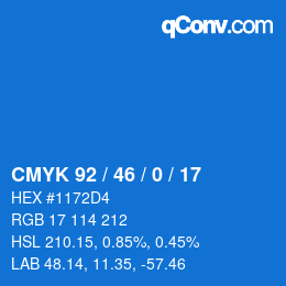 カラーコード: CMYK 92 / 46 / 0 / 17 | qconv.com