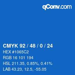 カラーコード: CMYK 92 / 48 / 0 / 24 | qconv.com