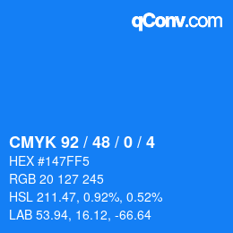 Color code: CMYK 92 / 48 / 0 / 4 | qconv.com