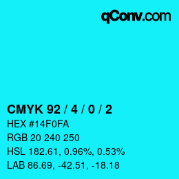 カラーコード: CMYK 92 / 4 / 0 / 2 | qconv.com