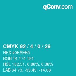 Color code: CMYK 92 / 4 / 0 / 29 | qconv.com