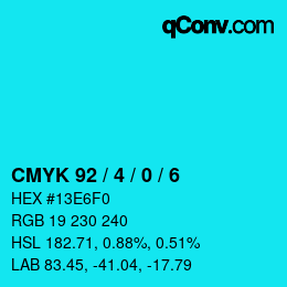 Color code: CMYK 92 / 4 / 0 / 6 | qconv.com