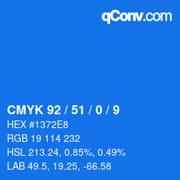 カラーコード: CMYK 92 / 51 / 0 / 9 | qconv.com