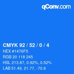 Color code: CMYK 92 / 52 / 0 / 4 | qconv.com