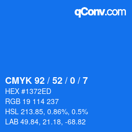 カラーコード: CMYK 92 / 52 / 0 / 7 | qconv.com