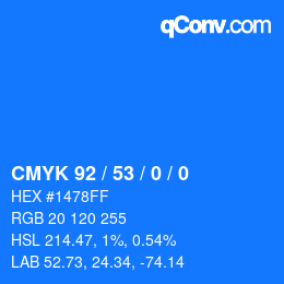 カラーコード: CMYK 92 / 53 / 0 / 0 | qconv.com