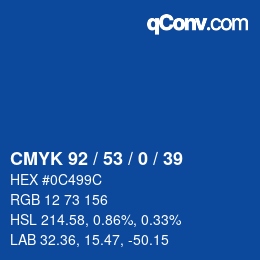カラーコード: CMYK 92 / 53 / 0 / 39 | qconv.com