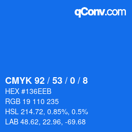 カラーコード: CMYK 92 / 53 / 0 / 8 | qconv.com
