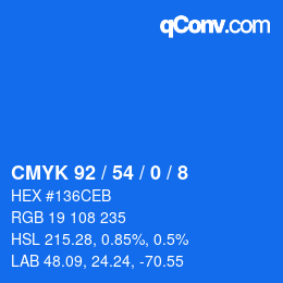 颜色代码: CMYK 92 / 54 / 0 / 8 | qconv.com