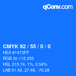 カラーコード: CMYK 92 / 55 / 0 / 0 | qconv.com
