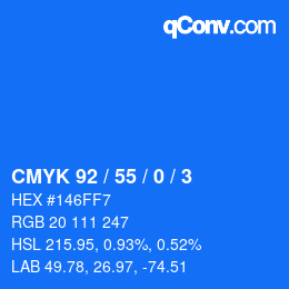 カラーコード: CMYK 92 / 55 / 0 / 3 | qconv.com