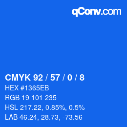 カラーコード: CMYK 92 / 57 / 0 / 8 | qconv.com
