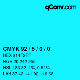 Color code: CMYK 92 / 5 / 0 / 0 | qconv.com