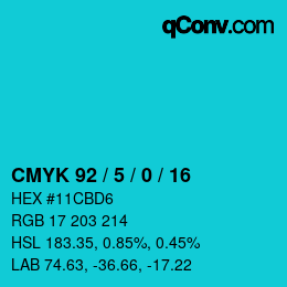 Color code: CMYK 92 / 5 / 0 / 16 | qconv.com