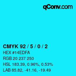 カラーコード: CMYK 92 / 5 / 0 / 2 | qconv.com