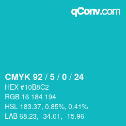 カラーコード: CMYK 92 / 5 / 0 / 24 | qconv.com