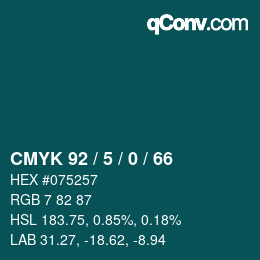 Color code: CMYK 92 / 5 / 0 / 66 | qconv.com