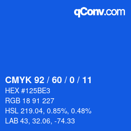 カラーコード: CMYK 92 / 60 / 0 / 11 | qconv.com