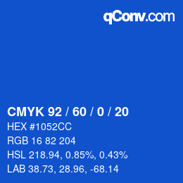 カラーコード: CMYK 92 / 60 / 0 / 20 | qconv.com