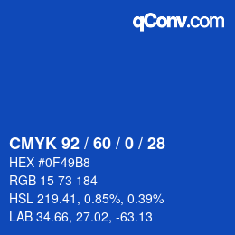 カラーコード: CMYK 92 / 60 / 0 / 28 | qconv.com