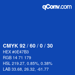 カラーコード: CMYK 92 / 60 / 0 / 30 | qconv.com