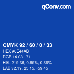 カラーコード: CMYK 92 / 60 / 0 / 33 | qconv.com