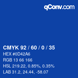 カラーコード: CMYK 92 / 60 / 0 / 35 | qconv.com
