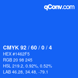 Color code: CMYK 92 / 60 / 0 / 4 | qconv.com
