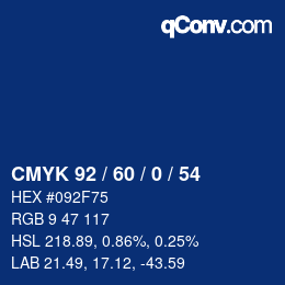 カラーコード: CMYK 92 / 60 / 0 / 54 | qconv.com