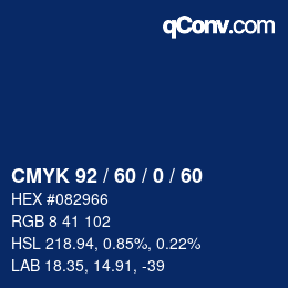 カラーコード: CMYK 92 / 60 / 0 / 60 | qconv.com