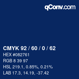 カラーコード: CMYK 92 / 60 / 0 / 62 | qconv.com