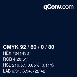 カラーコード: CMYK 92 / 60 / 0 / 80 | qconv.com