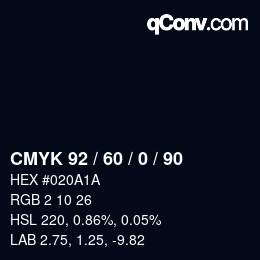 カラーコード: CMYK 92 / 60 / 0 / 90 | qconv.com