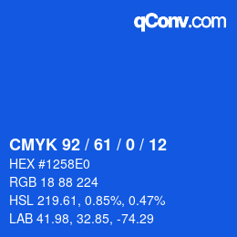 カラーコード: CMYK 92 / 61 / 0 / 12 | qconv.com